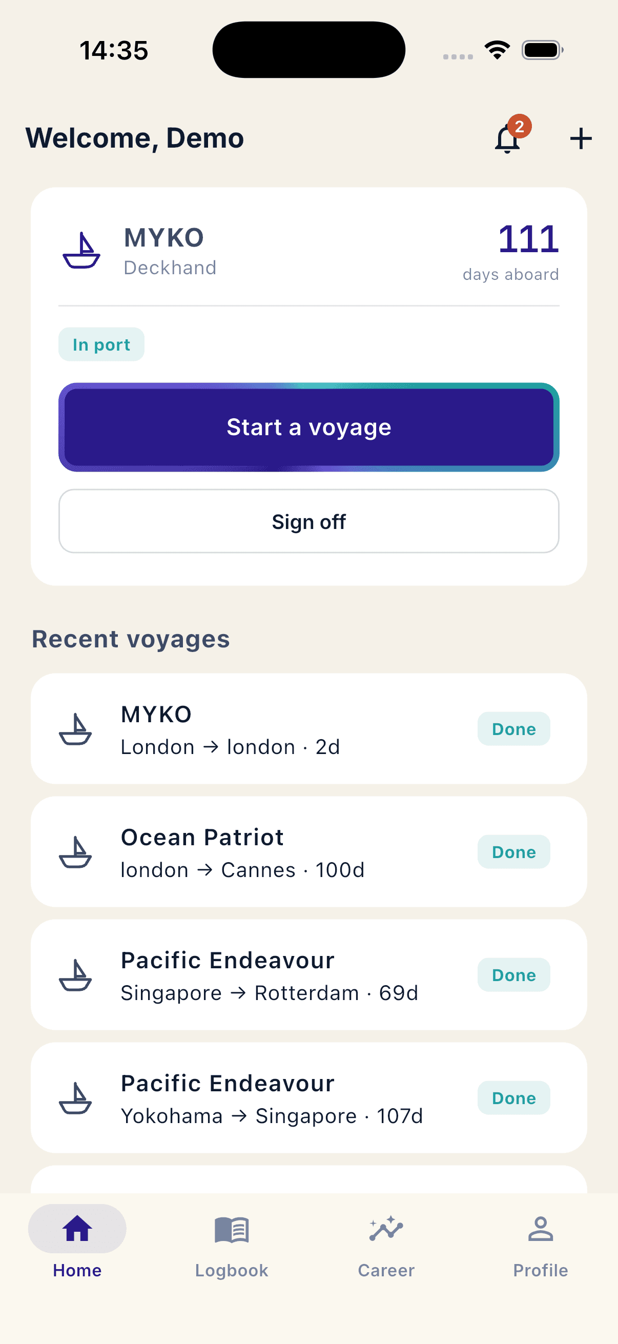 Bridgedeck Logbook — Home